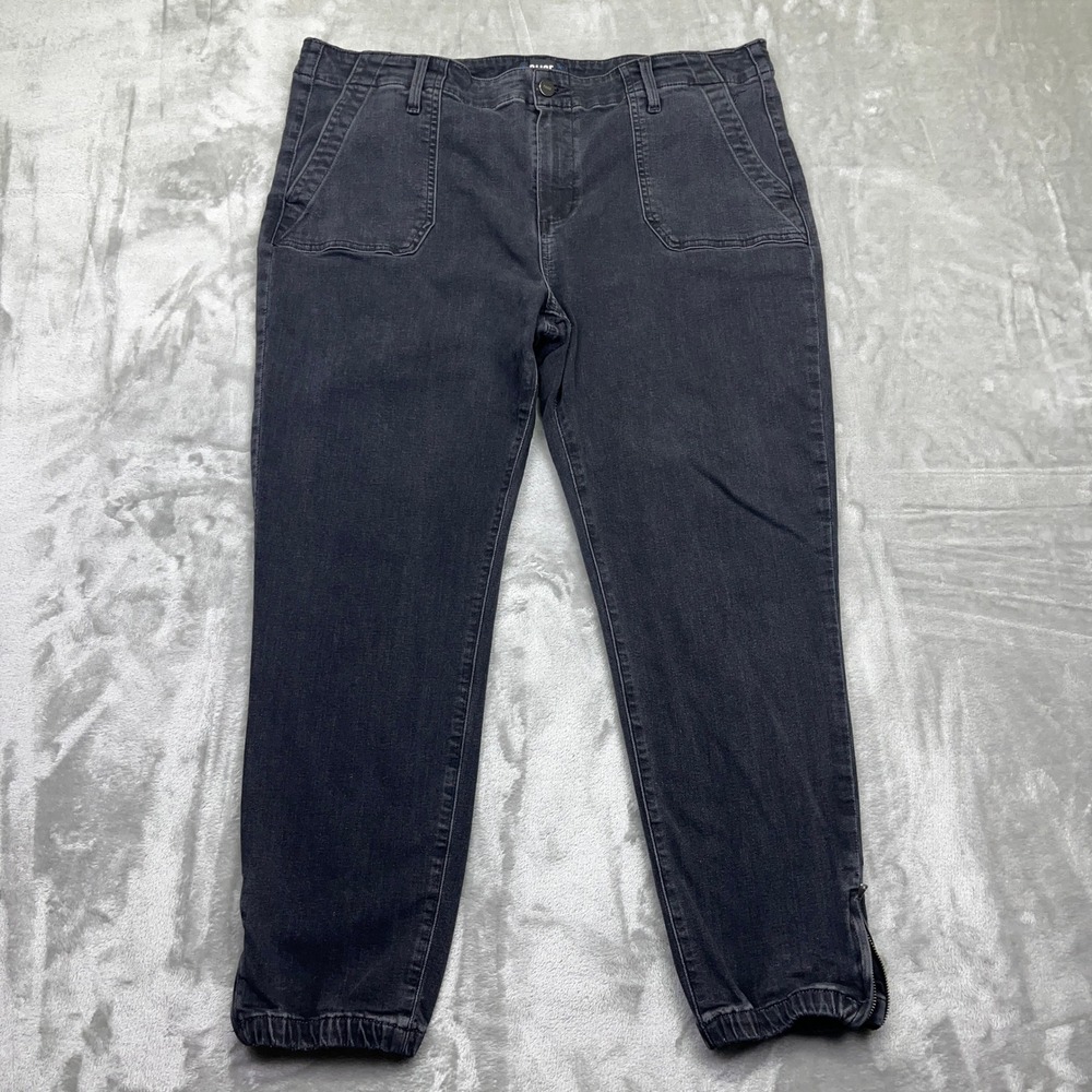 Paige Mayslie Black Denim Utility Jogger Pants Sz 34 Fits 37" Zip‎ Ankle Grunge